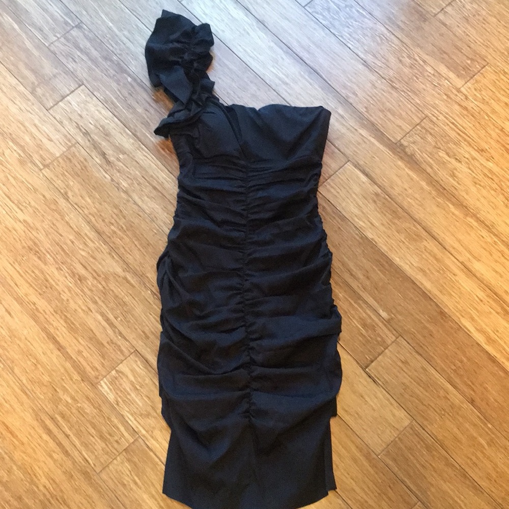 One Shoulder Black Dress